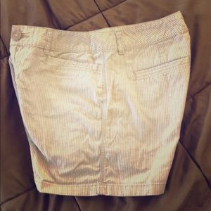 Mocha and White Striped Shorts